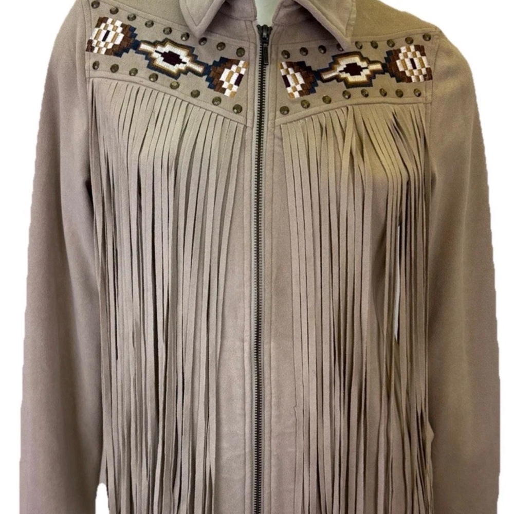 Fringed Suede Western Jacket - Taupe